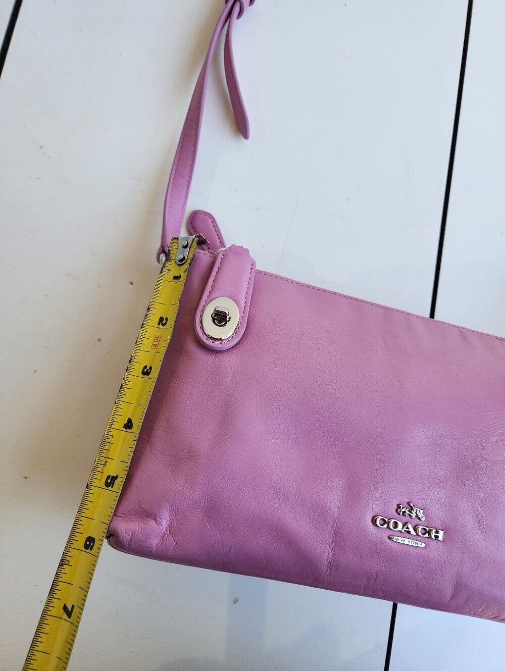 Coach Crosby Crossbody Bag Double Zip Pink Calf Leather 10"x6" - Picture 12 of 16